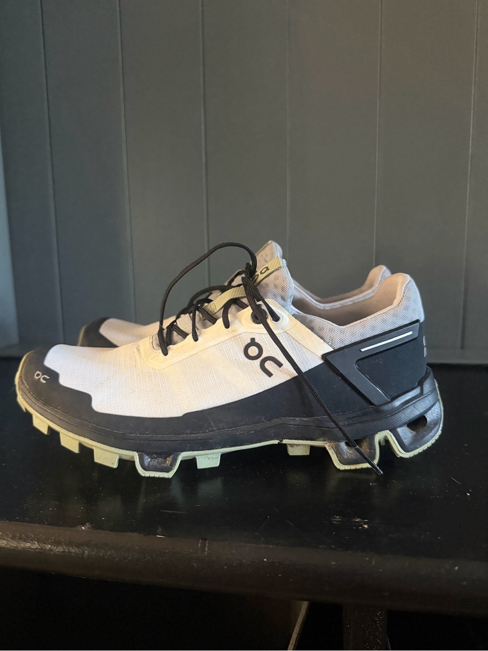 On Running Womens Athletic Shoes — White, Black, Light Green